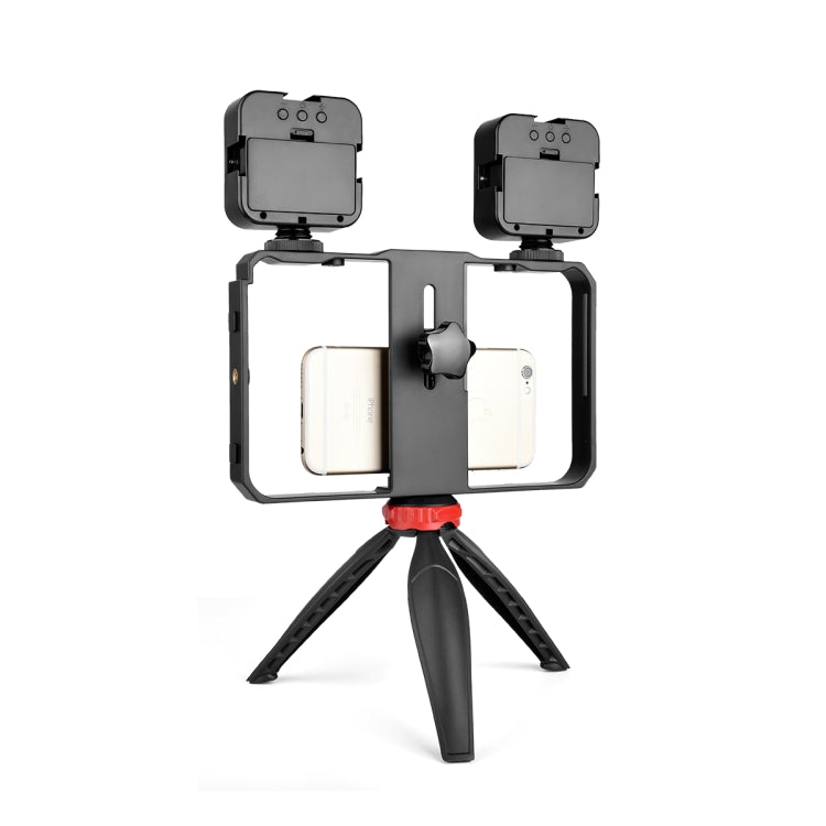 YELANGU PC203 YLG1801C Vlogging Live Broadcast LED Selfie Light Smartphone Video Rig Handle Stabilizer Plastic Bracket Tripod Kits - Camera Accessories by YELANGU | Online Shopping UK | buy2fix