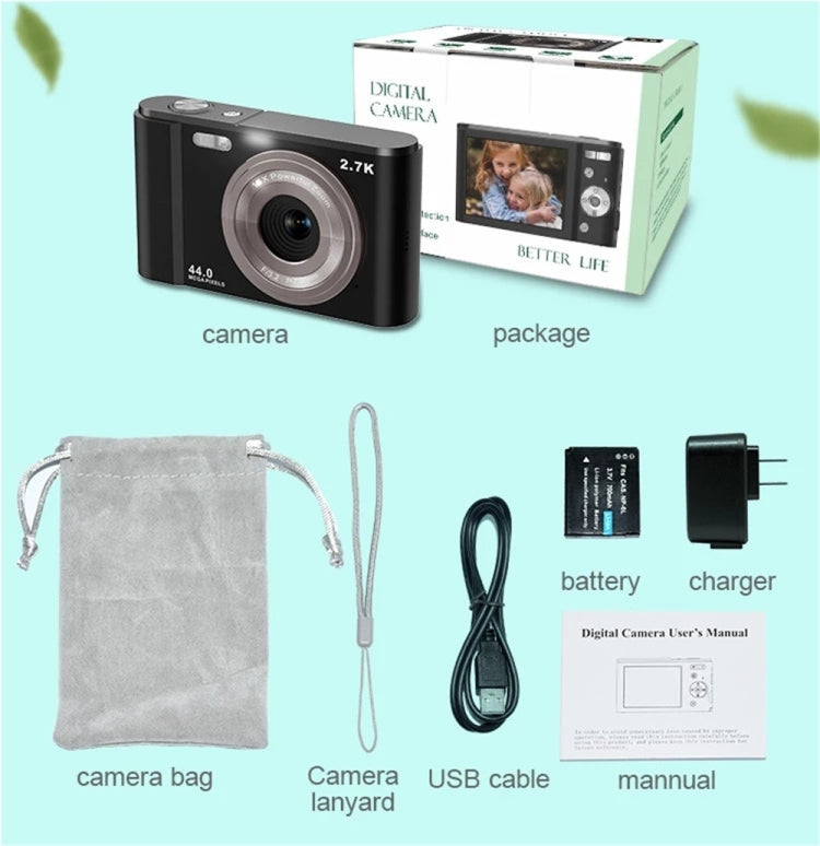 DC302 2.88 inch 44MP 16X Zoom 2.7K Full HD Digital Camera Children Card Camera, US Plug(Purple) - Consumer Electronics by buy2fix | Online Shopping UK | buy2fix