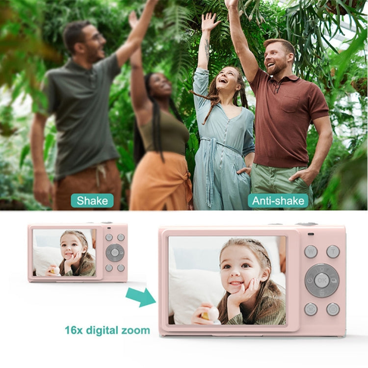 DC402 2.4 inch 44MP 16X Zoom 2.7K Full HD Digital Camera Children Card Camera, UK Plug (Pink) - Consumer Electronics by buy2fix | Online Shopping UK | buy2fix