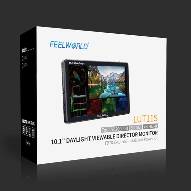 FEELWORLD LUT11S 10.1 inch Ultra High Bright 2000nit Touch Screen DSLR Camera Field Monitor, 3G-SDI 4K HDMI Input Output 1920 x 1200 IPS Panel(AU Plug) - Camera Accessories by FEELWORLD | Online Shopping UK | buy2fix