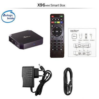 X96 mini 4K*2K UHD Output Smart TV BOX Player with Remote Controller without Wall Mount, Android 7.1.2 Amlogic S905W Quad Core ARM Cortex A53 2GHz, RAM: 1GB, ROM: 8GB, Supports WiFi, HDMI, TF(Black) - Consumer Electronics by buy2fix | Online Shopping UK | buy2fix