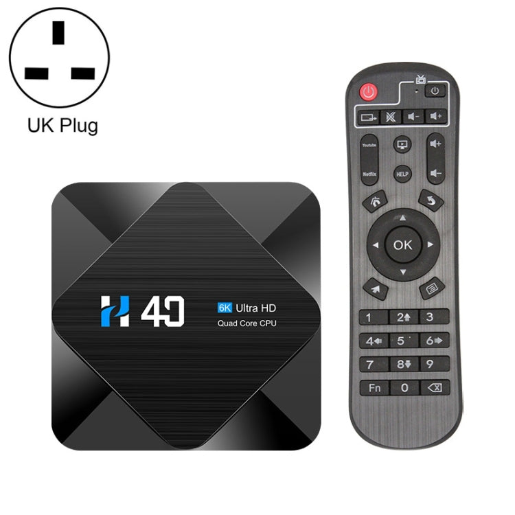 H40 4K Ultra HD Smart TV BOX Android 10.0 Media Player with Remote Control, Quad-core, RAM: 4GB, ROM: 32GB(UK Plug) - Amlogic S905 by buy2fix | Online Shopping UK | buy2fix