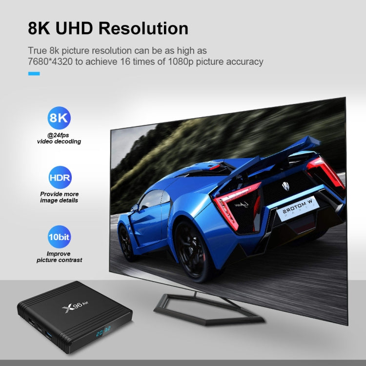 X96 Air 8K Smart TV BOX Android 9.0 Media Player with Remote Control, Quad-core Amlogic S905X3, RAM: 4GB, ROM: 64GB, Dual Band WiFi, Bluetooth, AU Plug - Consumer Electronics by buy2fix | Online Shopping UK | buy2fix