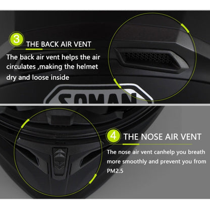 Soman 955 Skyeye Motorcycle Full / Open Face Bluetooth Helmet Headset Full Face, Supports Answer / Hang Up Calls(Black Blue) - Helmets by SOMAN | Online Shopping UK | buy2fix