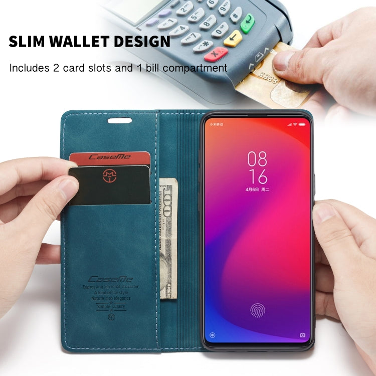 CaseMe-013 Multi-functional Retro Frosted Horizontal Flip Leather Case with Card Slot & Holder & Wallet For Xiaomi Mi 9T Pro / Redmi K20 Pro / Xiaomi Mi 9T / Redmi K20(Blue) - Xiaomi Accessories by CaseMe | Online Shopping UK | buy2fix