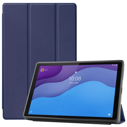 For Lenovo Tab M10 HD 2nd Gen TB-X306 Caster Pattern Horizontal Flip Tablet PC Protective Leather Case with Tri-fold Bracket & Sleep Function(Blue) - For Lenovo by buy2fix | Online Shopping UK | buy2fix