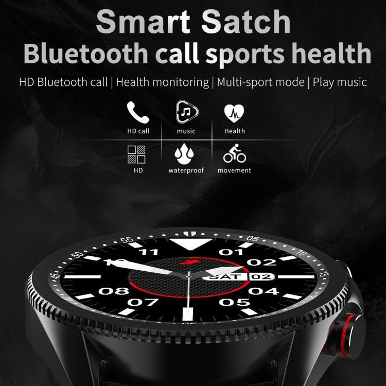 M98 1.28 inch IPS Color Screen IP67 Waterproof Smart Watch, Support Sleep Monitor / Heart Rate Monitor / Bluetooth Call, Style:Leather Strap(Black) - Smart Wear by buy2fix | Online Shopping UK | buy2fix