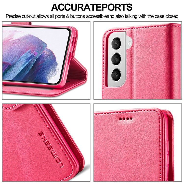 For Samsung Galaxy S21 5G LC.IMEEKE Calf Texture Horizontal Flip Leather Case with Holder & Card Slots & Wallet(Red) - Galaxy S21 5G Cases by LC.IMEEKE | Online Shopping UK | buy2fix