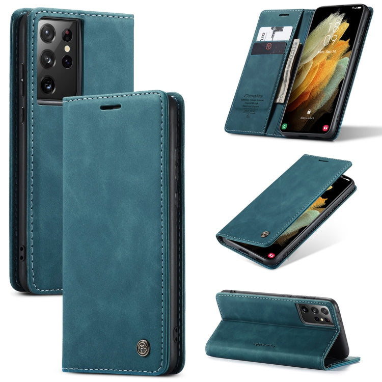 For Samsung Galaxy S21 Ultra 5G CaseMe 013 Multifunctional Horizontal Flip Leather Case with Holder & Card Slot & Wallet(Blue) - Galaxy S21 Ultra 5G Cases by CaseMe | Online Shopping UK | buy2fix