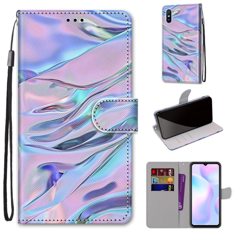 For Xiaomi Redmi 9A Coloured Drawing Cross Texture Horizontal Flip PU Leather Case with Holder & Card Slots & Wallet & Lanyard(Fluorescent Water Texture) - Xiaomi Cases by buy2fix | Online Shopping UK | buy2fix