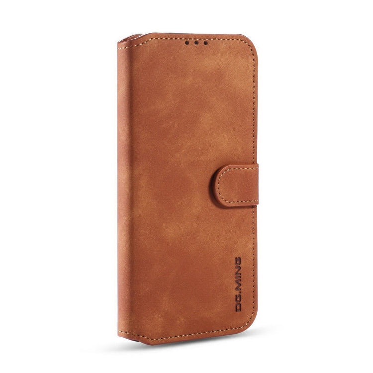 For samsung Galaxy A12 DG.MING Retro Oil Side Horizontal Flip Leather Case with Holder & Card Slots & Wallet(Brown) - Galaxy Phone Cases by DG.MING | Online Shopping UK | buy2fix