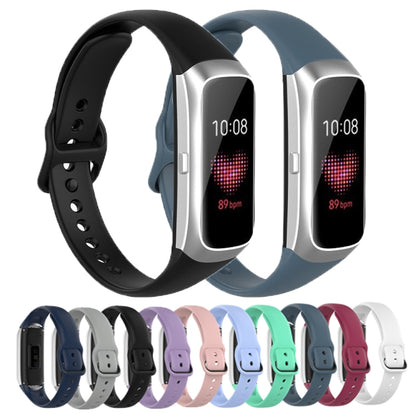 For Samsung Galaxy Fit SM-R370 Silicone Steel Shrapnel Black Buckle Watch Band(Blue) - Smart Wear by buy2fix | Online Shopping UK | buy2fix