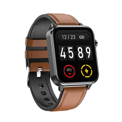 E86 1.7 inch TFT Color Screen IP68 Waterproof Smart Watch, Support Blood Oxygen Monitoring / Body Temperature Monitoring / AI Medical Diagnosis, Style: Leather Strap(Brown) - Smart Wear by buy2fix | Online Shopping UK | buy2fix