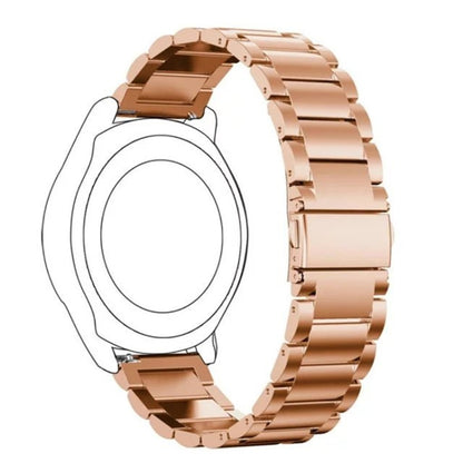 22mm Three Flat Buckle Stainless Steel Replacement Watchband for Huawei Watch GT2 Pro / Amazfit GTR 2(Rose Gold) - Smart Wear by buy2fix | Online Shopping UK | buy2fix