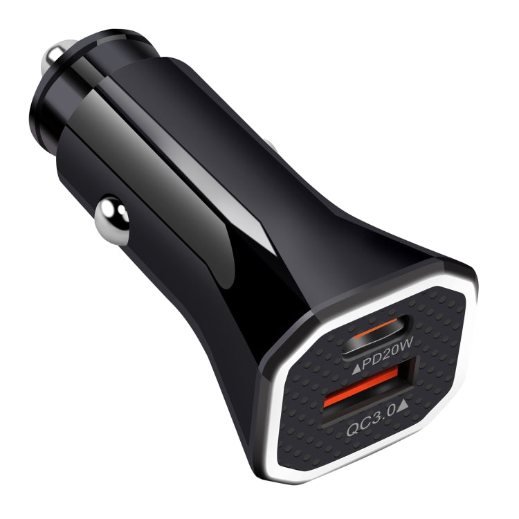 YSY-316PD20W QC3.0 USB + PD 20W USB-C / Type-C Polygon Dual Ports Fast Charging Car Charger(Black) - In Car by buy2fix | Online Shopping UK | buy2fix