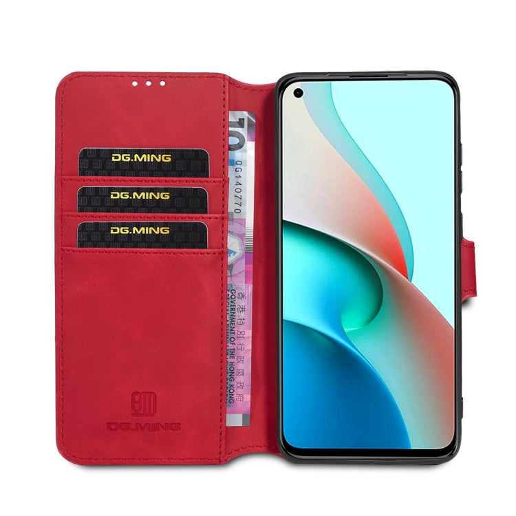 For Xiaomi Redmi Note 9T 5G DG.MING Retro Oil Side Horizontal Flip Leather Case with Holder & Card Slots & Wallet(Red) - Xiaomi Cases by DG.MING | Online Shopping UK | buy2fix