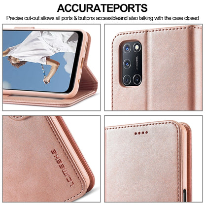 For OPPO F19 Pro / A94 5G LC.IMEEKE Calf Texture Horizontal Flip Leather Case with Holder & Card Slots & Wallet (Rose Gold) - OPPO Cases by LC.IMEEKE | Online Shopping UK | buy2fix