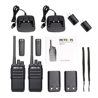 1 Pair RETEVIS RT17 2W 16CHS FRS Two Way Radio Handheld Walkie Talkie, US Plug(Black) - Handheld Walkie Talkie by RETEVIS | Online Shopping UK | buy2fix