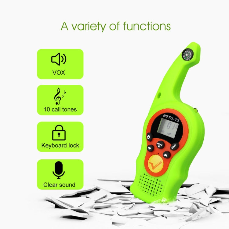 1 Pair RETEVIS RT75 0.5W US Frequency 22CHS FRS License-free Children Handheld Walkie Talkie(Green) - Children by RETEVIS | Online Shopping UK | buy2fix