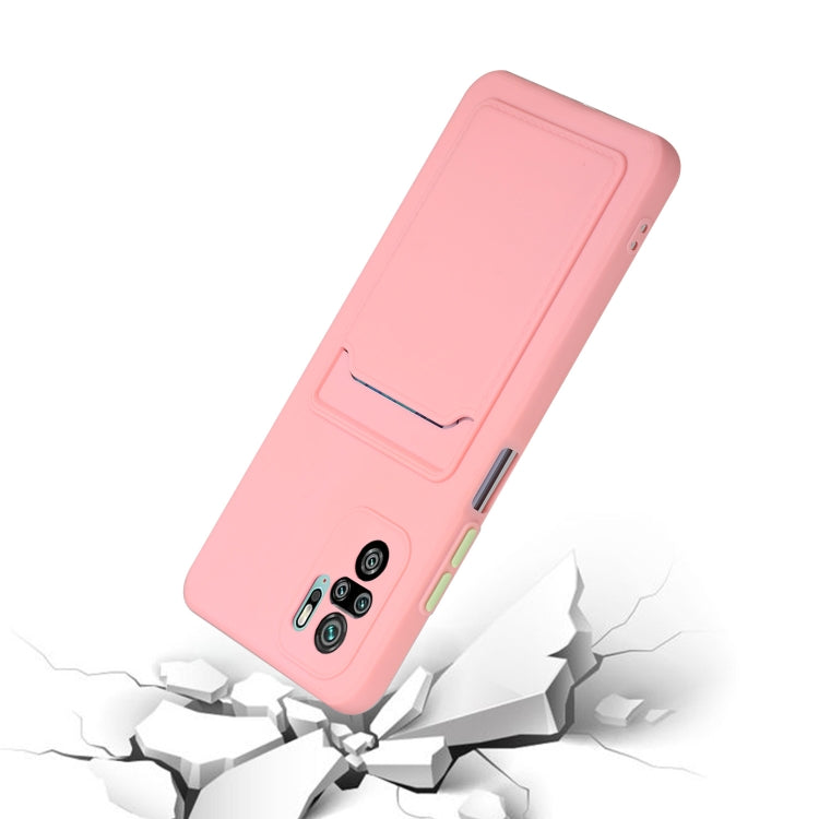 For Xiaomi Redmi Note 10 5G Card Slot Design Shockproof TPU Protective Case(Pink) - Xiaomi Accessories by buy2fix | Online Shopping UK | buy2fix