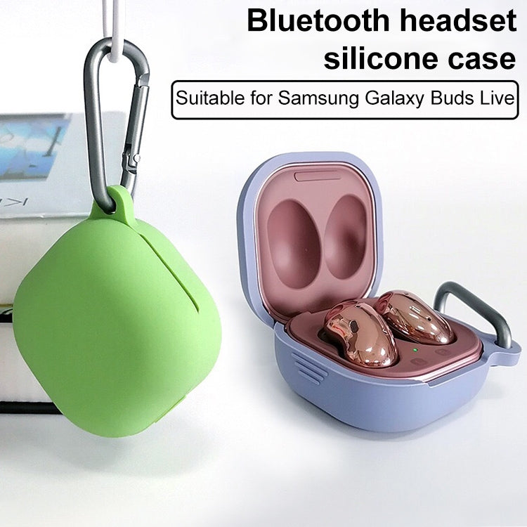 For Samsung Galaxy Buds Live / Pro Bluetooth Earphone Silicone Protective Case with Hook(Light Purple) - Samsung Earphone Case by buy2fix | Online Shopping UK | buy2fix