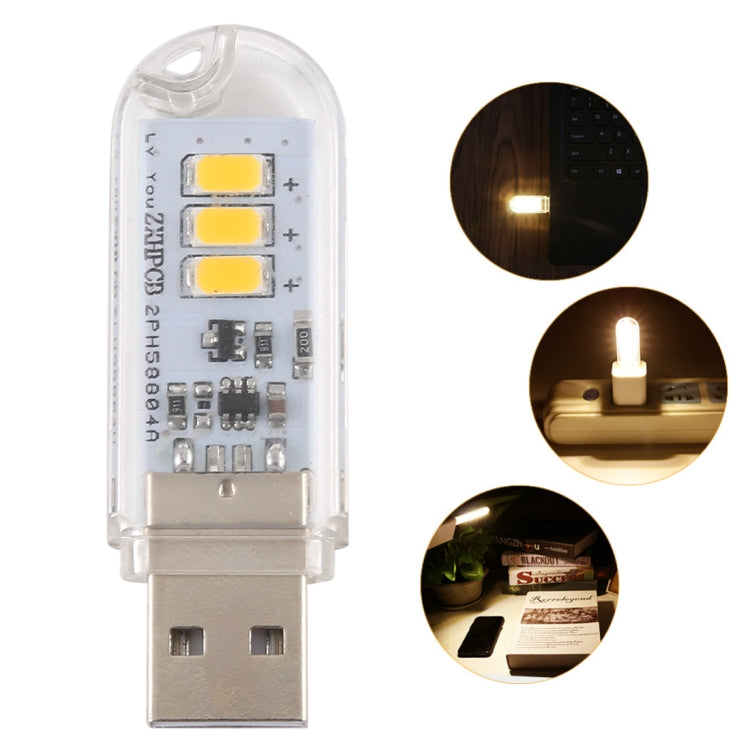 3W 3LEDs 5V 80LM USB LED Book Light Portable Night Light Warm Light - USB Light by buy2fix | Online Shopping UK | buy2fix