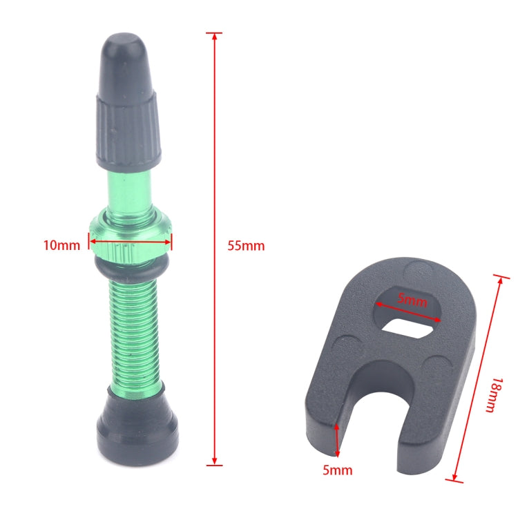 A5597 2 PCS 40mm Green French Tubeless Valve Core with A-type Wrench for Road Bike - Outdoor & Sports by buy2fix | Online Shopping UK | buy2fix