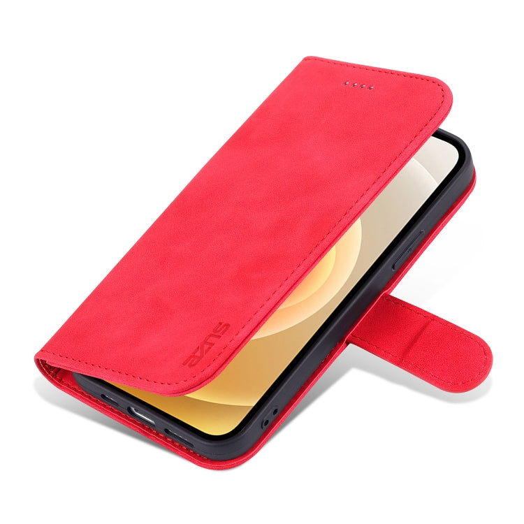 For iPhone 12 / 12 Pro AZNS Skin Feel Calf Texture Horizontal Flip Leather Case with Card Slots & Holder & Wallet(Red) - iPhone 12 / 12 Pro Cases by AZNS | Online Shopping UK | buy2fix