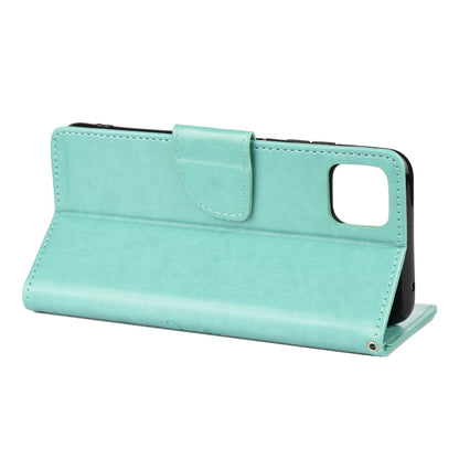 For Samsung Galaxy A22 5G Butterfly Flower Pattern Horizontal Flip Leather Case with Holder & Card Slots & Wallet(Green) - Samsung Accessories by buy2fix | Online Shopping UK | buy2fix