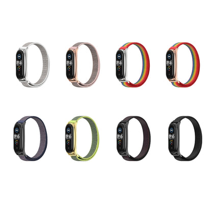 For Xiaomi Mi Band 6 / 5 / 4 / 3 Mijobs Nylon Loop Plus Watch Band Watch Band(Rainbow Rose Gold) - Watch Bands by MIJOBS | Online Shopping UK | buy2fix