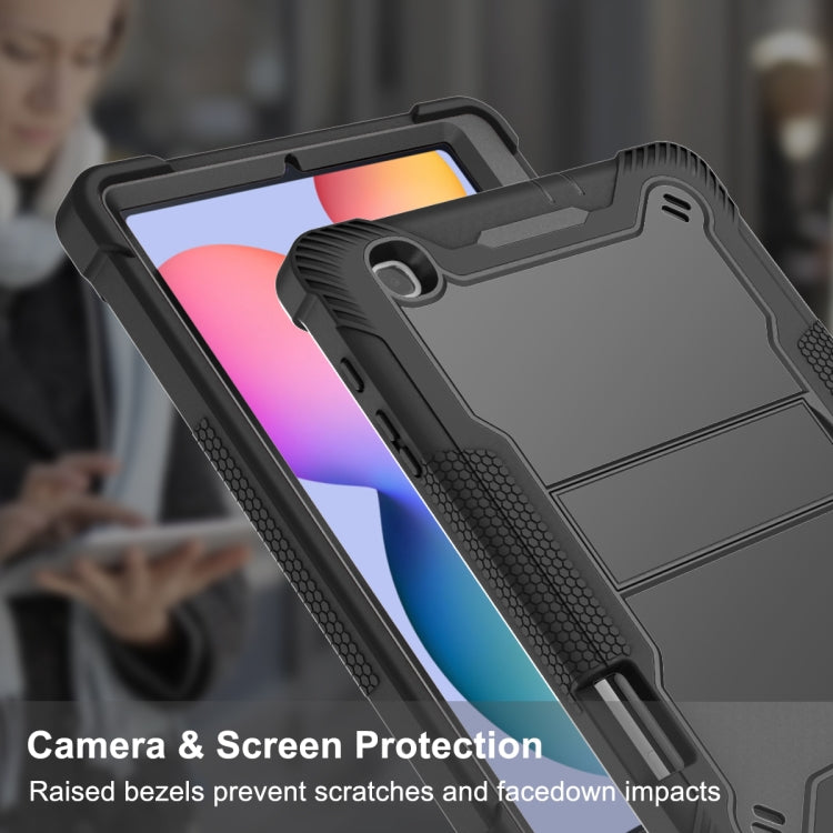 For Samsung Galaxy Tab S6 Lite Silicone + PC Shockproof Protective Case with Holder(Black) - Tab S6 Lite P610 / P615 by buy2fix | Online Shopping UK | buy2fix