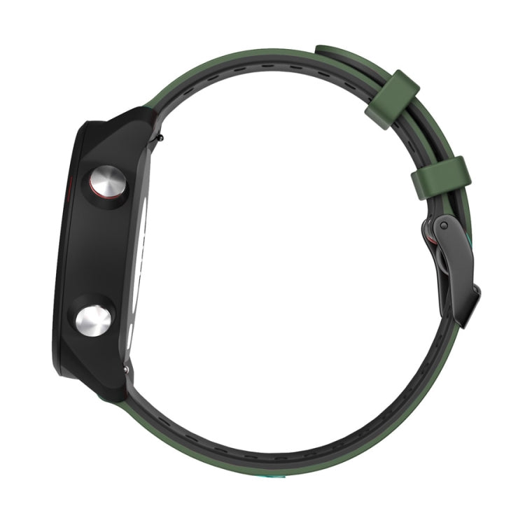 20mm For Garmin Vivoactive 3 / Venu Universal Two-color Silicone Watch Band(Army Green Black) - Smart Wear by buy2fix | Online Shopping UK | buy2fix