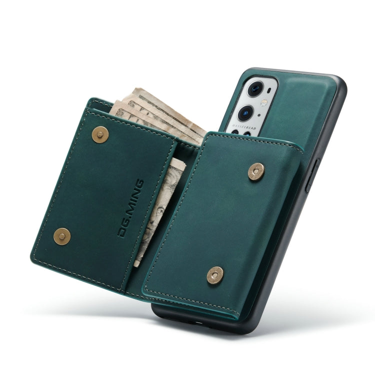For OnePlus 9 Pro DG.MING M1 Series 3-Fold Multi Card Wallet  Back Cover Shockproof Case with Holder Function(Green) -  by DG.MING | Online Shopping UK | buy2fix