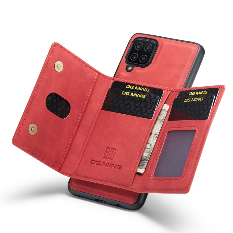 For Samsung Galaxy A12 5G DG.MING M2 Series 3-Fold Multi Card Bag Back Cover Shockproof Case with Wallet & Holder Function(Red) - Galaxy Phone Cases by DG.MING | Online Shopping UK | buy2fix