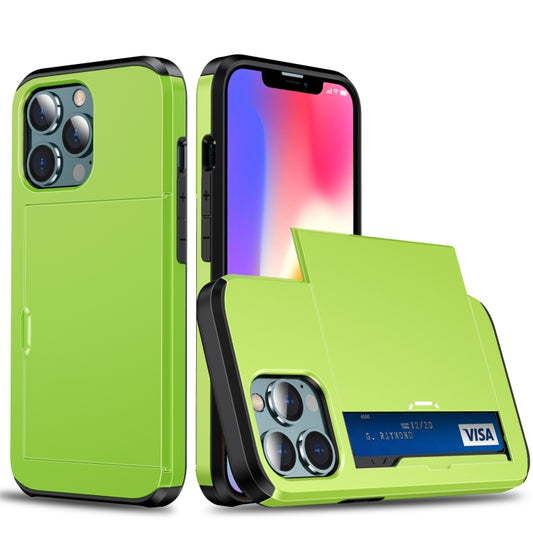 For iPhone 13 Pro Shockproof Armor Protective Case with Slide Card Slot (Green) - iPhone 13 Pro Cases by buy2fix | Online Shopping UK | buy2fix