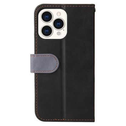 For iPhone 13 Pro Max Business Stitching-Color Horizontal Flip PU Leather Case with Holder & Card Slots & Photo Frame  (Grey) - iPhone 13 Pro Max Cases by buy2fix | Online Shopping UK | buy2fix