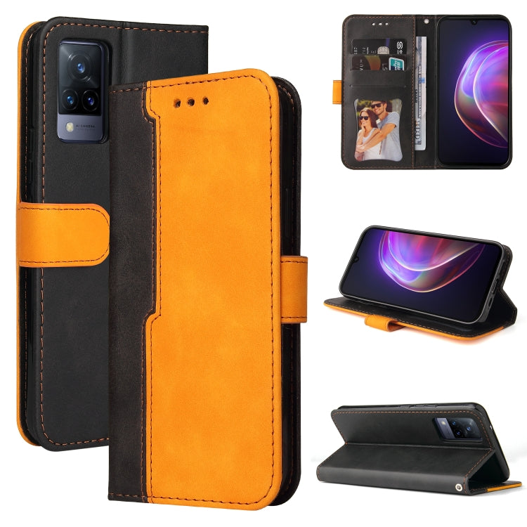 For vivo V21 4G / 5G Business Stitching-Color Horizontal Flip PU Leather Case with Holder & Card Slots & Photo Frame(Orange) - vivo Cases by buy2fix | Online Shopping UK | buy2fix