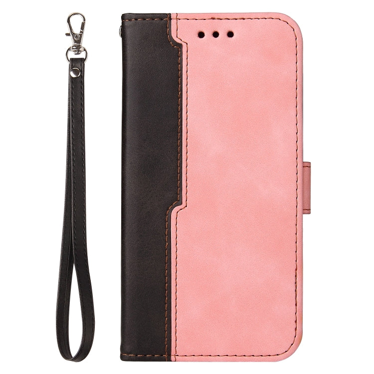 For vivo V21 4G / 5G Business Stitching-Color Horizontal Flip PU Leather Case with Holder & Card Slots & Photo Frame(Pink) - vivo Cases by buy2fix | Online Shopping UK | buy2fix