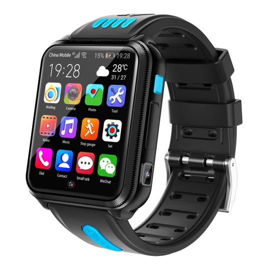 W5 1.54 inch Full-fit Screen Dual Cameras Smart Phone Watch, Support SIM Card / GPS Tracking / Real-time Trajectory / Temperature Monitoring, 3GB+32GB(Black Blue) - Smart Wear by buy2fix | Online Shopping UK | buy2fix