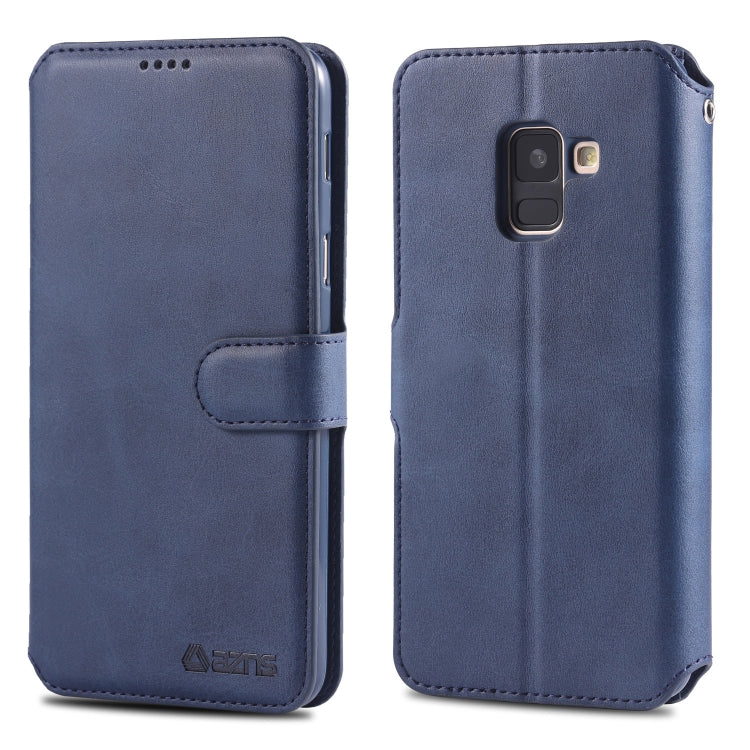 For Galaxy A6 2018 AZNS Calf Texture Magnetic Horizontal Flip PU Leather Case with Holder & Card Slots & Photo Frame(Blue) - Galaxy Phone Cases by AZNS | Online Shopping UK | buy2fix