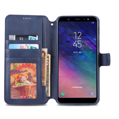 For Galaxy A6 2018 AZNS Calf Texture Magnetic Horizontal Flip PU Leather Case with Holder & Card Slots & Photo Frame(Blue) - Galaxy Phone Cases by AZNS | Online Shopping UK | buy2fix