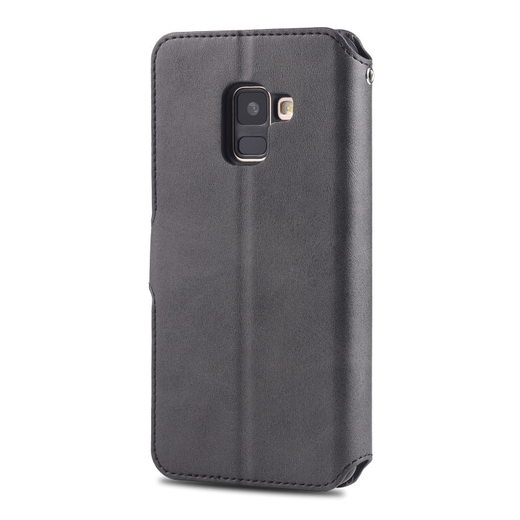 For Galaxy A8 2018 AZNS Calf Texture Magnetic Horizontal Flip PU Leather Case with Holder & Card Slots & Photo Frame(Black) - Galaxy Phone Cases by AZNS | Online Shopping UK | buy2fix