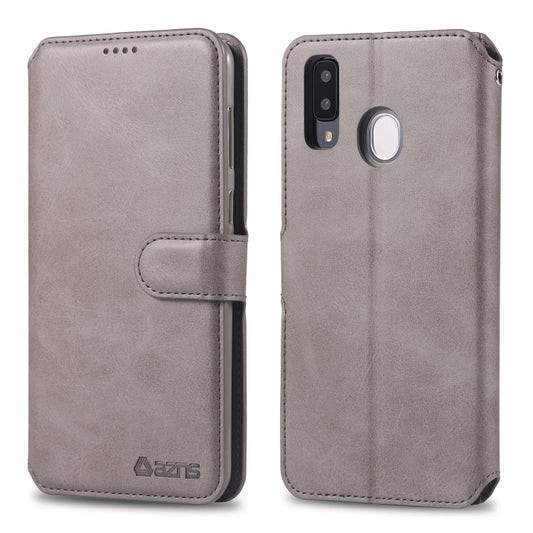 For  Galaxy A20e  AZNS Calf Texture Magnetic Horizontal Flip PU Leather Case with Holder & Card Slots & Photo Frame(Gray) - Galaxy Phone Cases by AZNS | Online Shopping UK | buy2fix