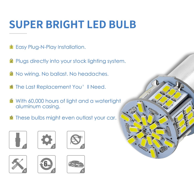 1 Pair E0053 9-14V 1157-54SMD-2835 6000K 1080LM White Light Car Decoding Brake Driving Light - In Car by buy2fix | Online Shopping UK | buy2fix