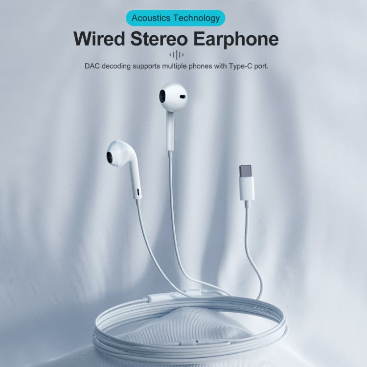 ROCK Space ES08 Type-C / USB-C In-ear Wired Stereo Earphone(White) - Type-C Earphone by ROCK | Online Shopping UK | buy2fix