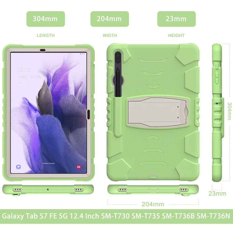 For Samsung Galaxy Tab S7+/ Tab S7 FE / Tab S8+ 3-Layer Protection Screen Frame + PC + Silicone Combination Case with Holder(Matcha Green) - Other Galaxy Tab PC by buy2fix | Online Shopping UK | buy2fix