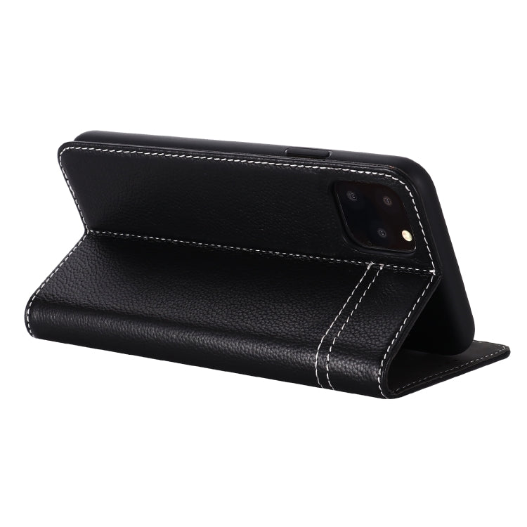 For iPhone 11 Pro Max GEBEI Top-grain Leather Horizontal Flip Protective Case with Holder & Card Slots(Black) - iPhone 11 Pro Max Cases by GEBEI | Online Shopping UK | buy2fix