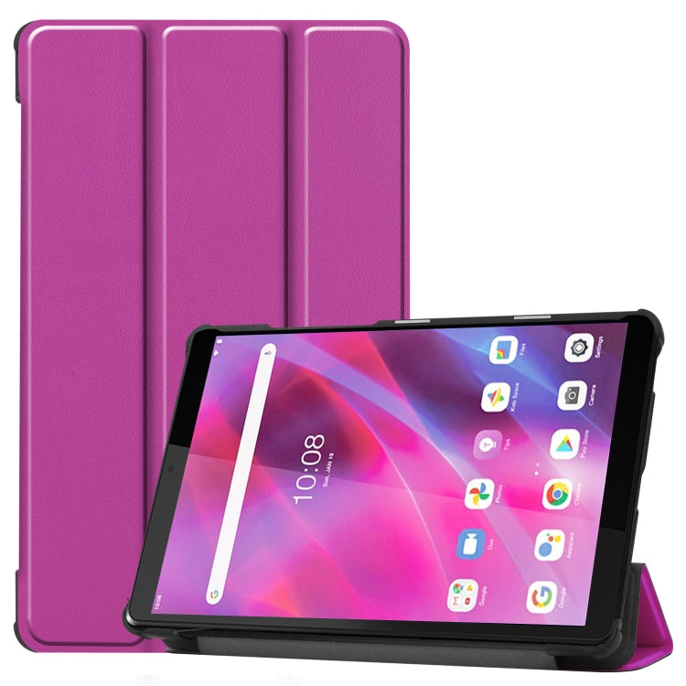 For Lenovo Tab M8 3rd Gen Custer Texture Horizontal Flip Leather Case with Three-folding Holder(Purple) - Mobile Accessories by buy2fix | Online Shopping UK | buy2fix