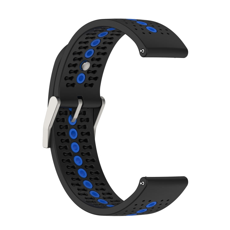 20mm Universal Colorful Hole Silicone Watch Band(Black Blue) - Smart Wear by buy2fix | Online Shopping UK | buy2fix