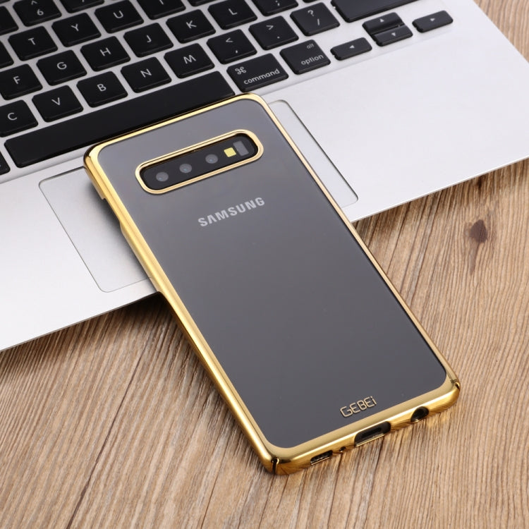 For Galaxy S10+ GEBEI Shockproof  Plating PC Protective Case(Gold) - Galaxy Phone Cases by GEBEI | Online Shopping UK | buy2fix